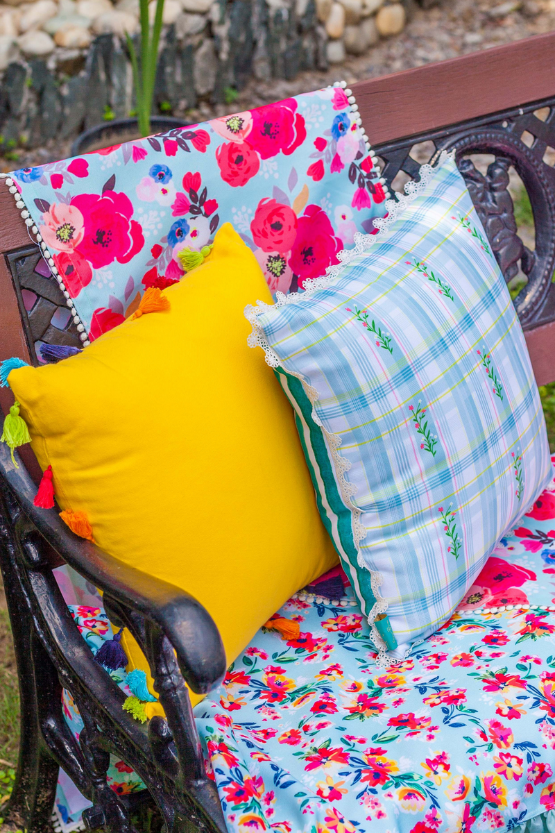 Seat Cushion Yellow Floral Outdoor Cushions Sunshine Pop Cushion