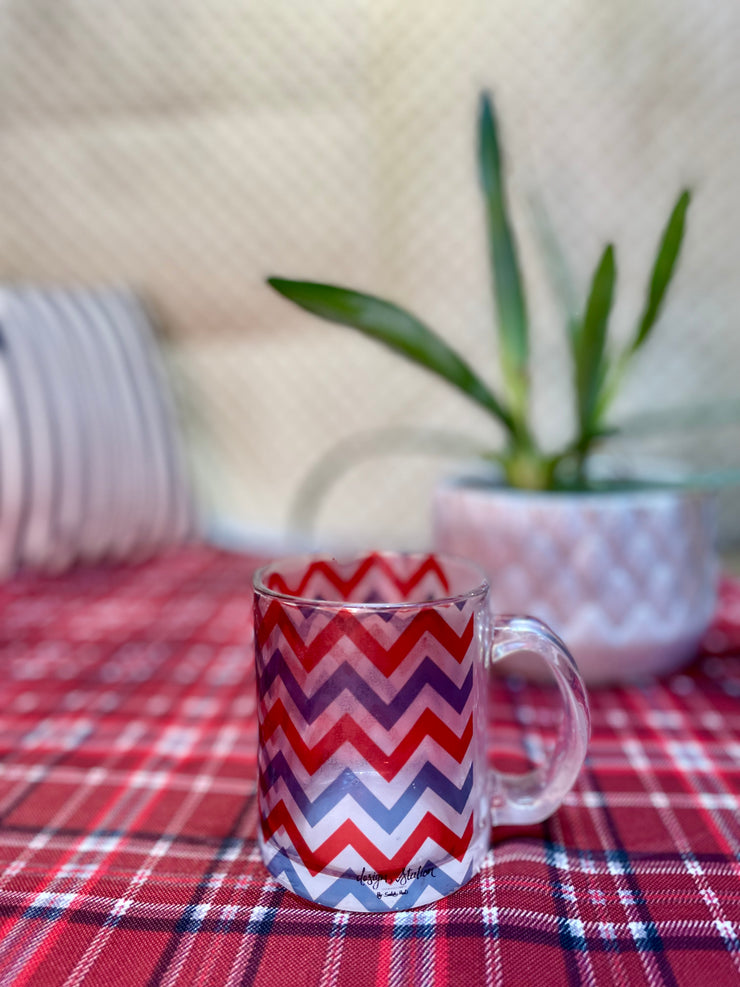 Chevron printed clear mug