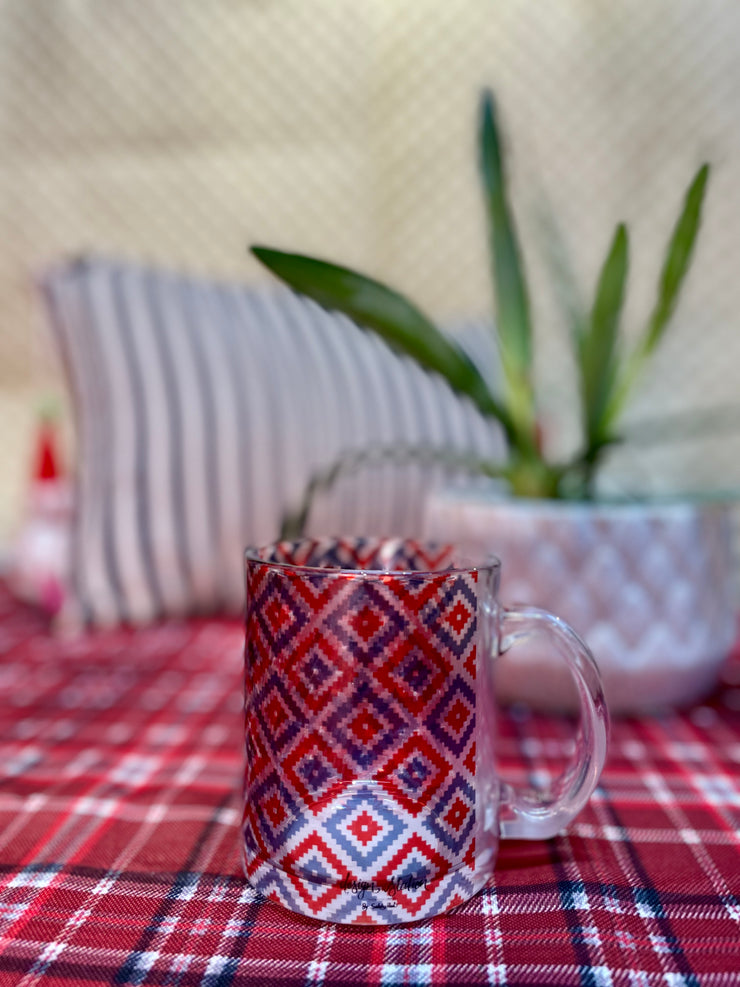 Aztec printed clear mug