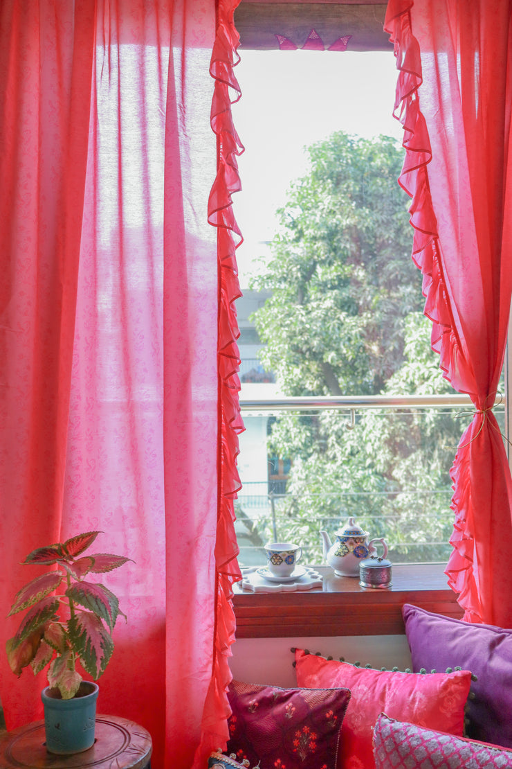 Tone on Tone Coral Curtains