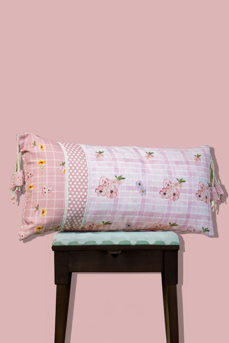 Crepe Pink Patchwork Lumbar