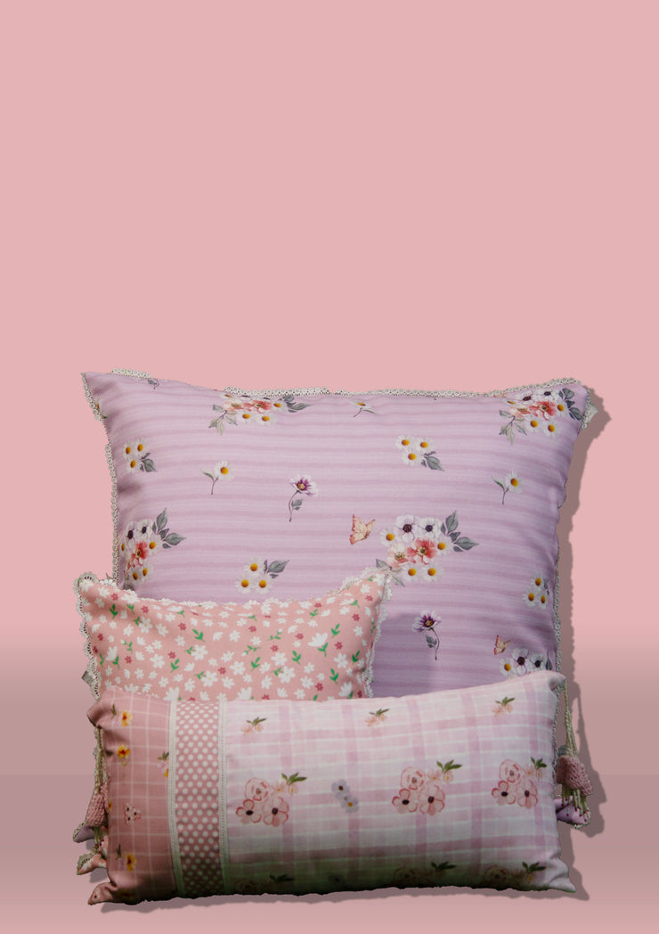 Peach Ditsy Print Cushion