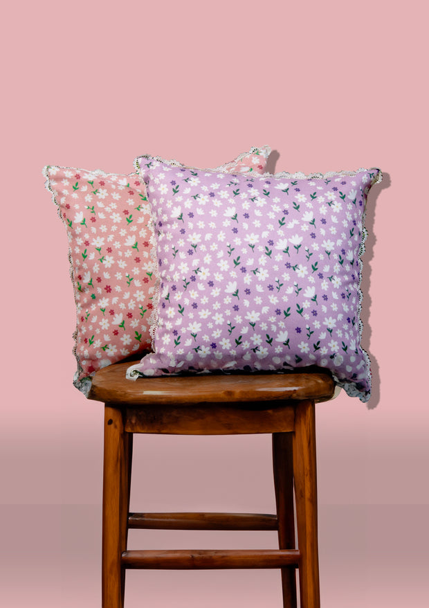 Lilac Ditsy Print Cushion