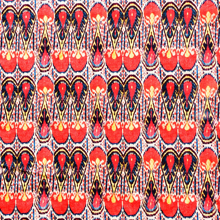 Red and Black Ikkat Print Fabric