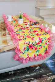 Sunshine floral pleated table runner