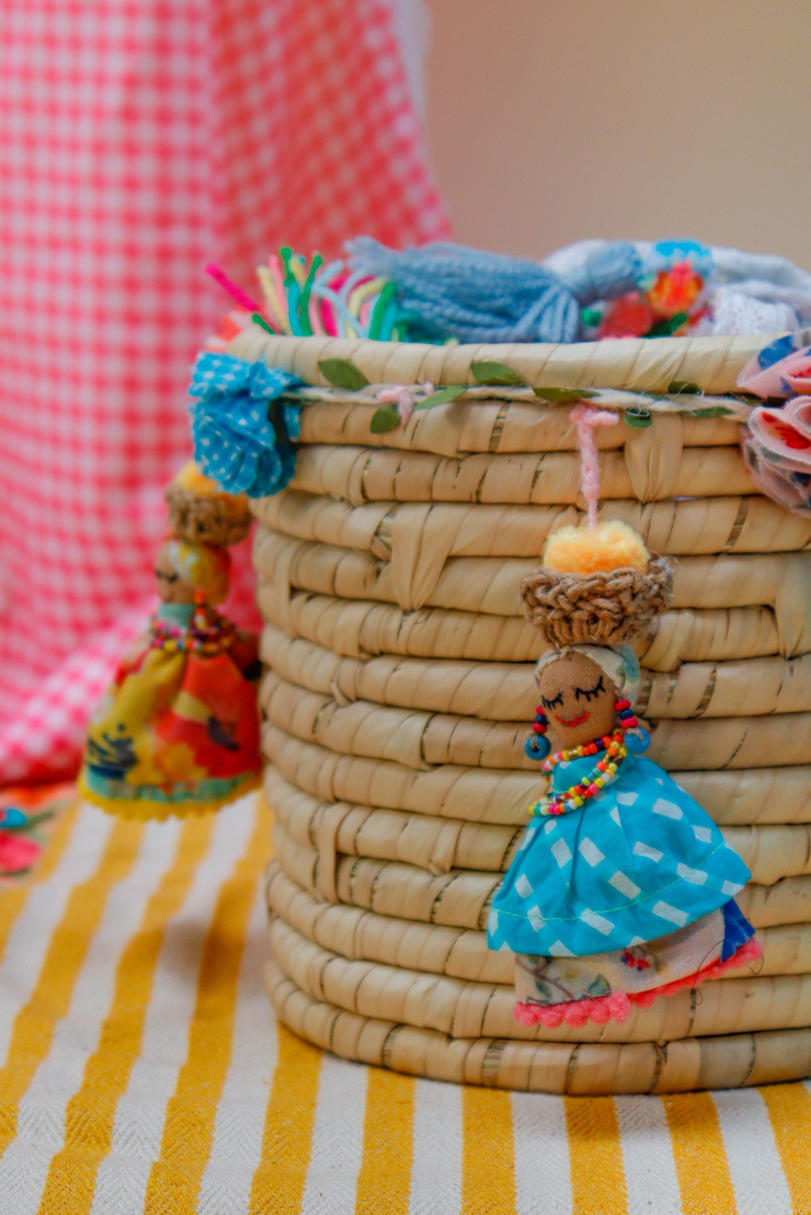 Palenquera doll bamboo Planter cum Storage Basket