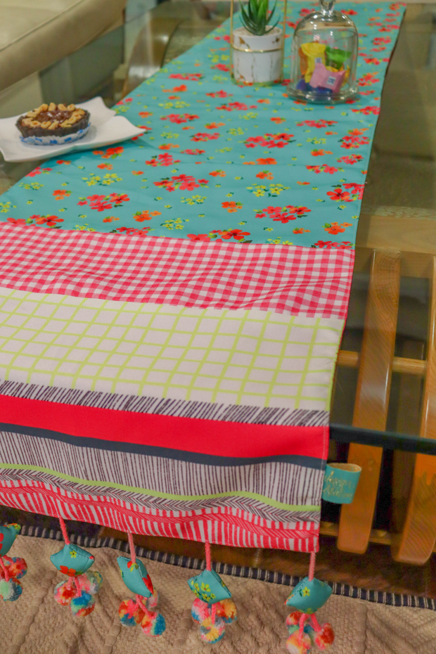 Flora multi patched table runner