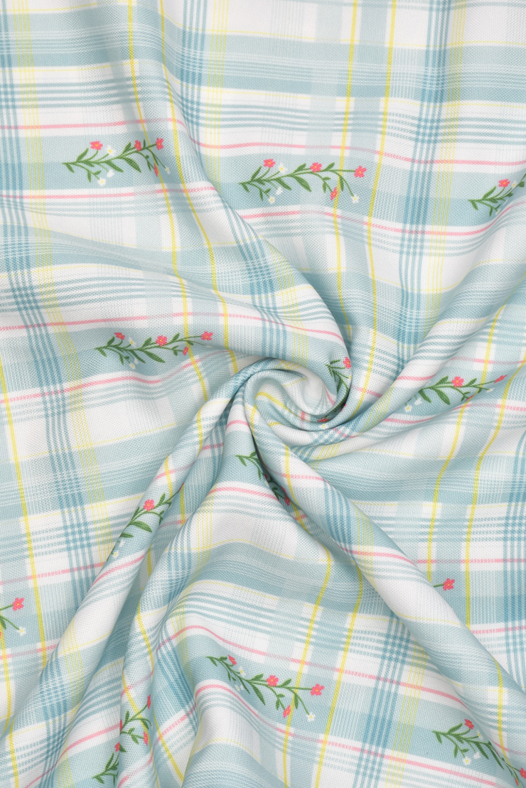 Teal Bail Plaid Fabric