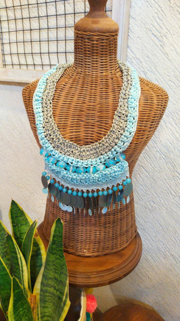 Aqua Beads Handcrafted Neckpiece