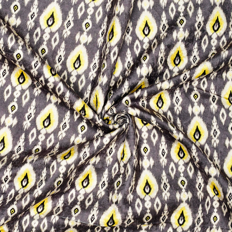 Yellow and Grey Ikkat Fabric