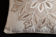 Gold and White Embroidered Cushion Cover