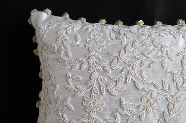 Pearl Embroidered Cushion Cover