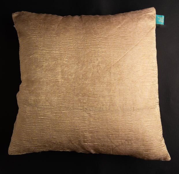 Gold and White Embroidered Cushion Cover