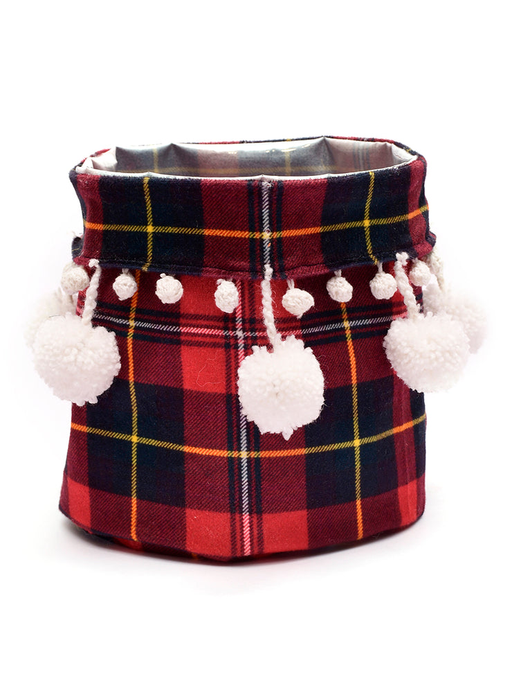 Tartan Planter cum Storage Basket