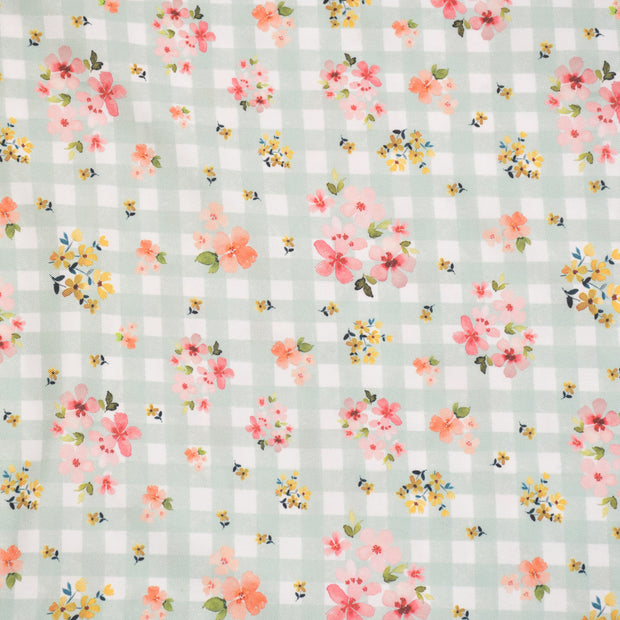 Mint Garden Gingham Fabric