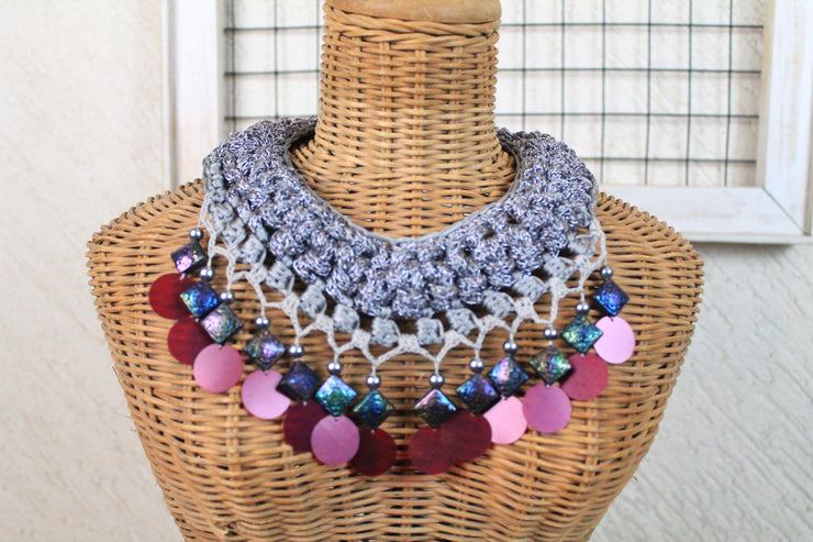 Shades of Voilet Handcrafted Neckpiece