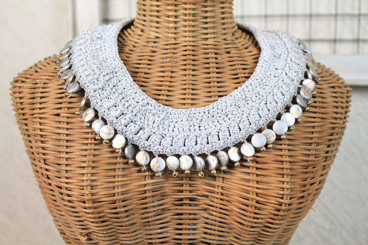 Silver Grey Handcrafted Neckpiece