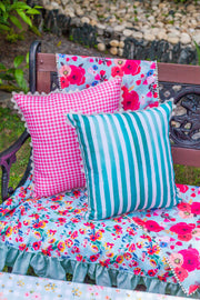 Multi check and striped Reversible cushion cover