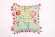 Ikkat Floral Mint Square Cushion Cover