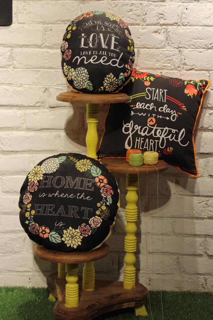 Typographic Round Cushion