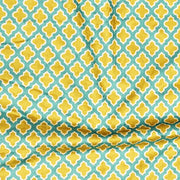 Yellow and Turquiose Trellis Print Velvet