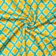 Yellow and Turquiose Trellis Print Velvet