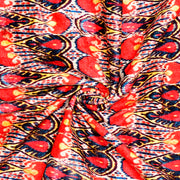 Red and Black Ikkat Print Fabric