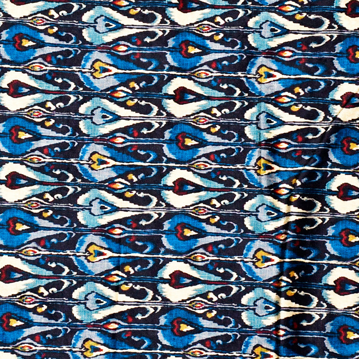 Blue Brown Ikkat Print Fabric