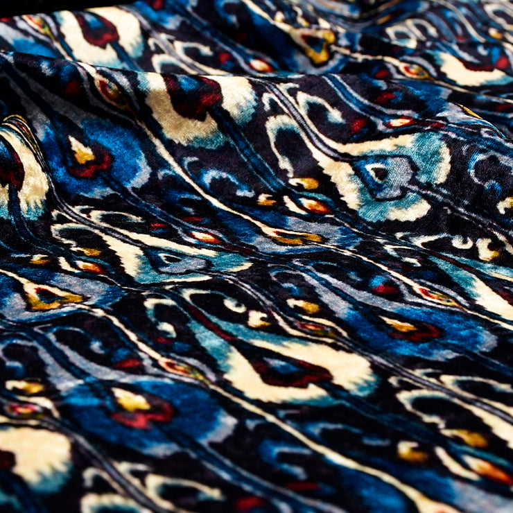 Blue Brown Ikkat Print Fabric