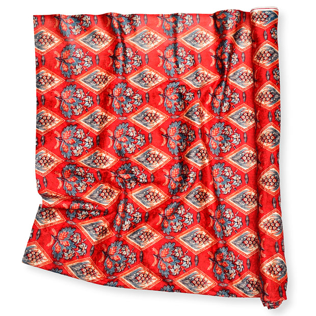Red Diamond Boota Print Fabric
