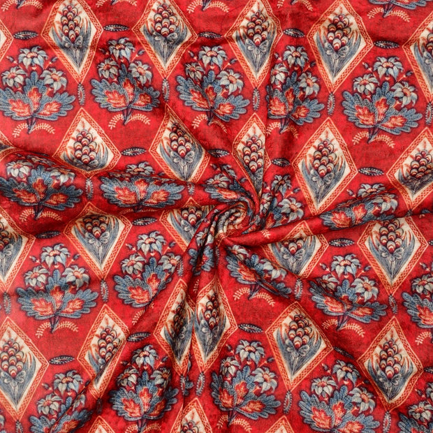 Red Diamond Boota Print Fabric