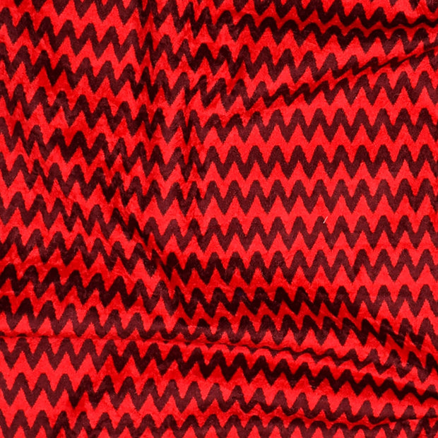 Red Chevron Print Velvet