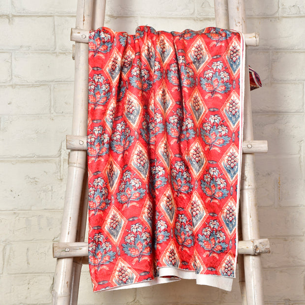 Red Diamond Boota Print Fabric