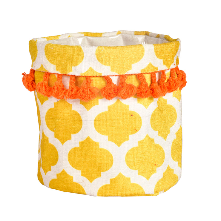 Yellow with orange Pom-pom Planter