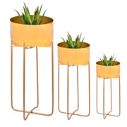 Gold Luxe Planter with Gold Stand(Set of 3)