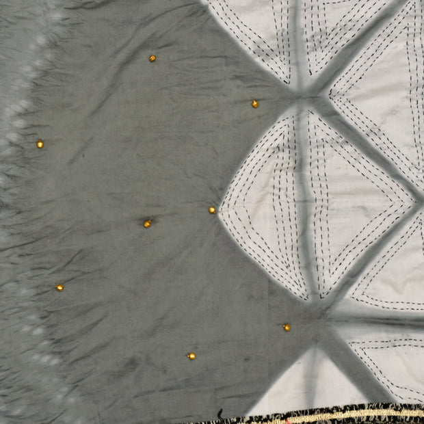 Grey Shibori Kantha Stole