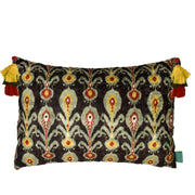 Ikat Floret Lumbar Cushion Cover with Tassels