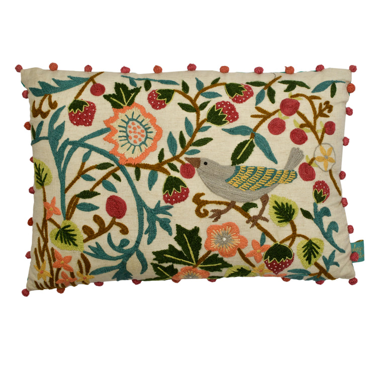 Chidiya aur Baagh Embroidered Cushion Cover