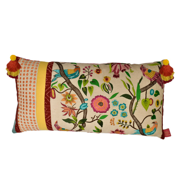 Chidiya aur Baagh Lumbar Emroidered Cushion Cover