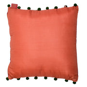 Ikkat Floral Square Cushion Cover with Silk Patch