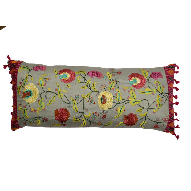 Ikkat Floral Lumbar Cushion Cover