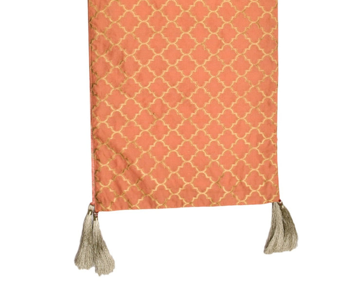 Coral Silk Trellis Table Runner