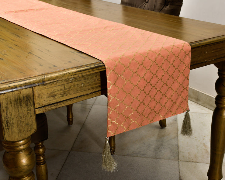 Coral Silk Trellis Table Runner