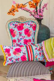 Flower Bloom Banded Lumba Cushion Cover