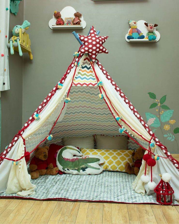 Polkas and  Chevron Tent House