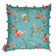 Azure Vines & Sparrows Cushion Cover